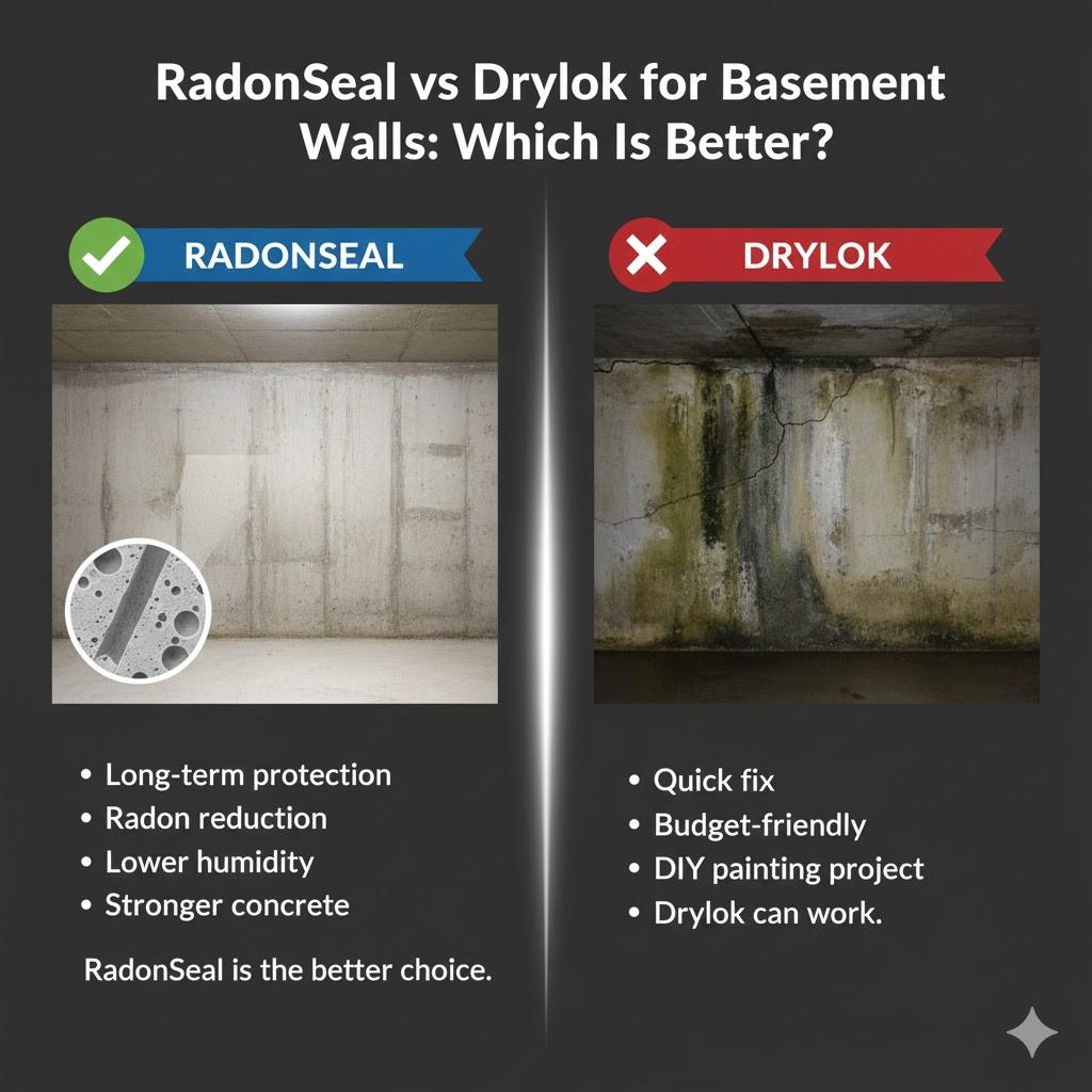 RadonSeal vs Drylok for Basement Walls: Which Is Better?