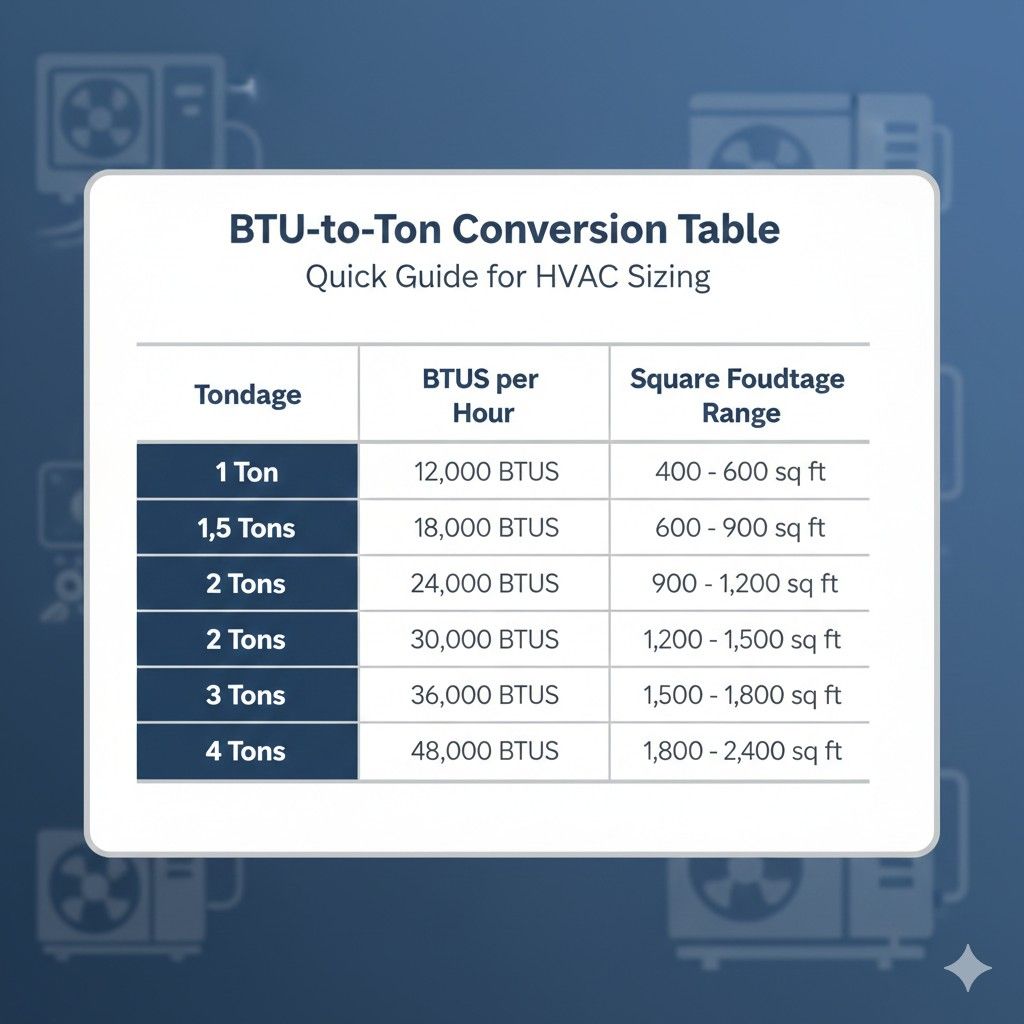 BTU-to-Ton Conversion Table