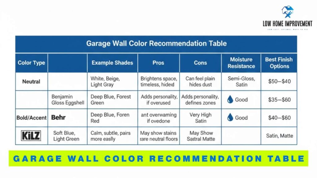 Garage Wall Color Recommendation