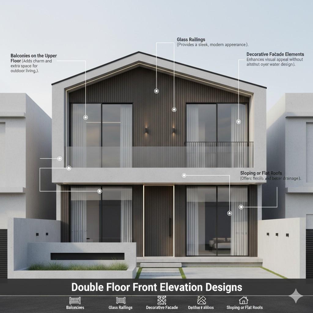 Double floor front elevation designs for small houses