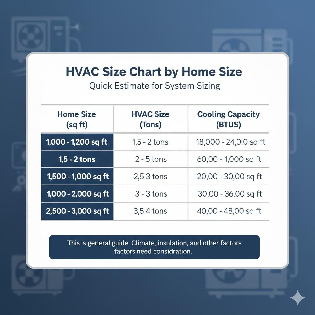 HVAC Size Chart by Home Size