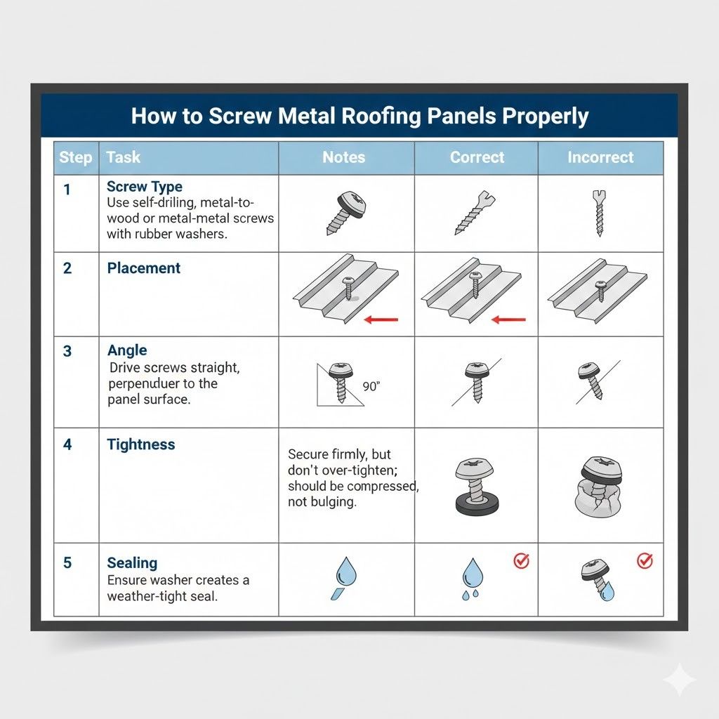 How to Screw Metal Roofing Panels Properly