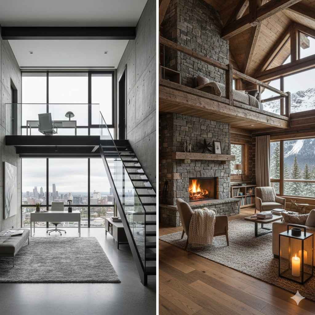 Log Cabin vs Modern Cabin With Loft Floor Plans
