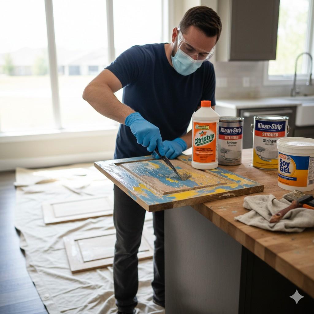strip paint without damaging your cabinets